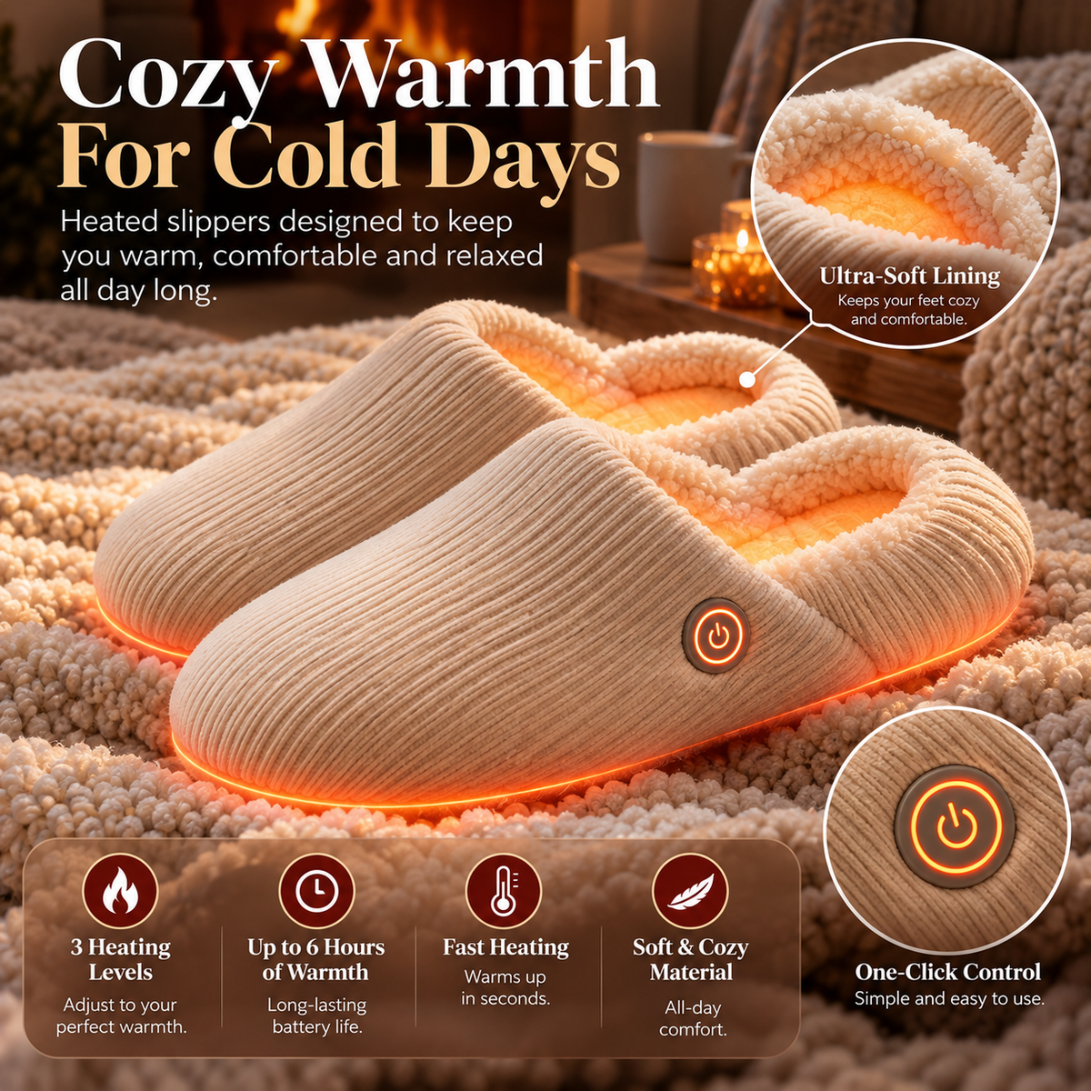 Cozy Feet Heated Slippers